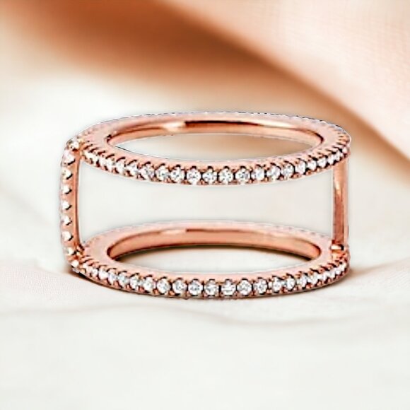 MICHAEL KORS Rose Gold Pave Crystal Nesting Ring - Picture 1 of 4